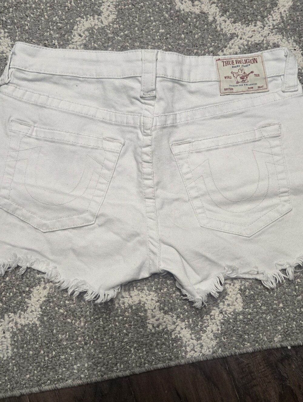 EUC - True Religion White Denim Frayed Hem Shorts